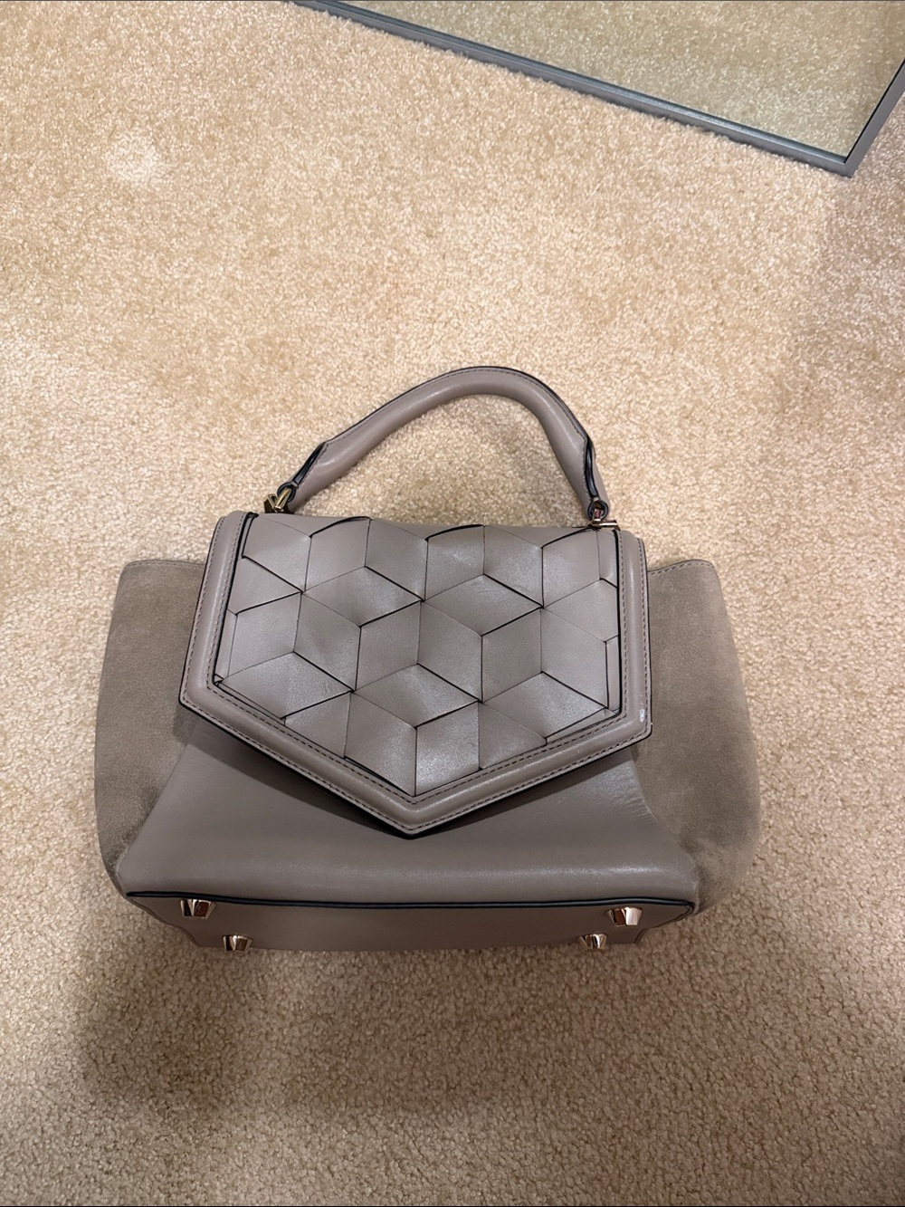 Welden Taupe Geometric Top-Handle Women's Satchel